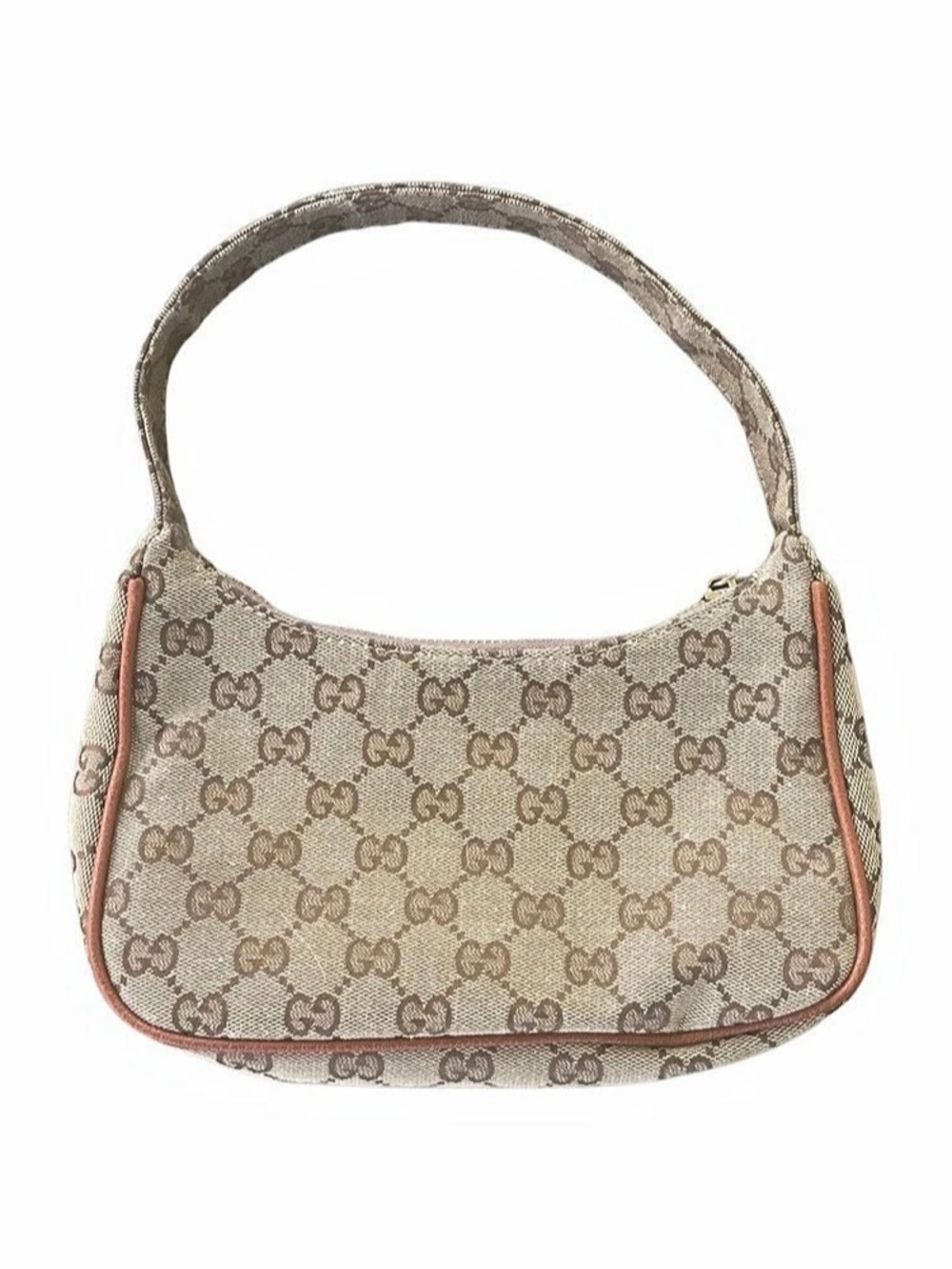 Gucci GG Canvas Mini Hobo Shoulder Bag in Brown & Beige